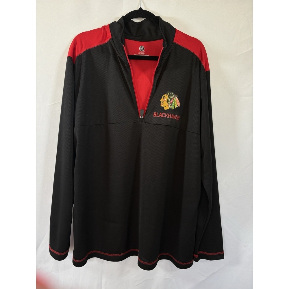 NHL apparal shirt size xl chicago blackhawks hockey 1/4 zip mesh long sleeves